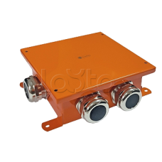 SMB120 Коробка металлическая, огн. E-110,о/п 120х120х60, 4 метал. гермоввода, IP66, 10P, (1,5-10 мм2), цвет оранж. Экопласт (56364)