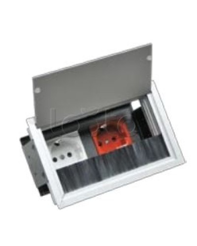 Люк настольный встраиваемый на 2 модуля (45х45мм) с крышкой, алюминий IP20 Экопласт 70042 в Калининграде Системы лючков и колонн Pintop.ru