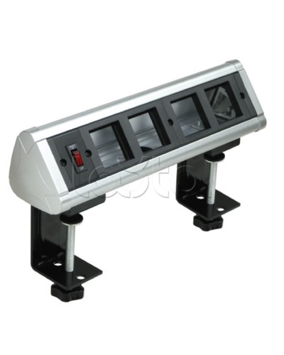 Блок настольный с выключателем нагрузки на 4 модуля (45х45мм) на струбцинах (алюминий) Экопласт 70314 в Калининграде Аксессуары для кабель-канала Pintop.ru