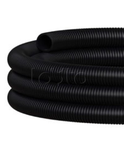 NR040 Двустен. труба ПНД гибкая откр. прокладки, SN29, с зондом, D40мм (50м) чёрный Экопласт (801040HFR-UF-BL) в Калининграде Труба гофрированная Pintop.ru