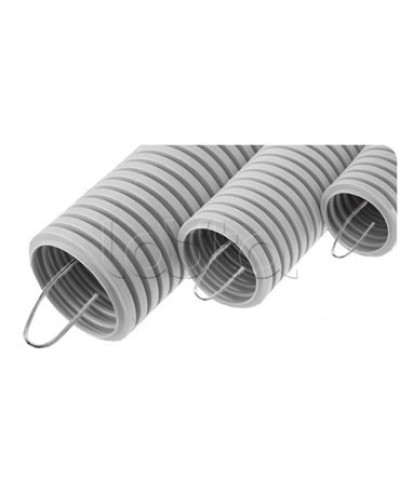 NR075 Усиленная двустен. труба ПНД гибкая, тип 750, SN24, с зондом, D75мм (50м) цвет красный Экопласт (821075) в Калининграде Труба гофрированная Pintop.ru