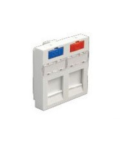 Лицевая панель (накладка) информационной розетки, 45х45 мм, 2 входа Экопласт (87002) в Калининграде Розетки компьютерные и телефонные Pintop.ru