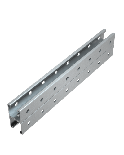 Страт-профиль двойной 41х41 L550 мм s:1,5 (тройная перфорация) КМ-Профиль (2STP41-41-550 3P) в Калининграде Аксессуары для лотков Pintop.ru