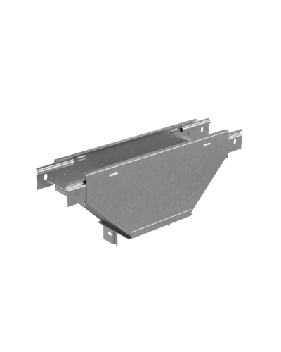 Т-ответвитель переходник 50х100-600 мм верт. c разворотом трассы на 90 гр. ПЛЮС (нижняя часть больше исходной) INOX304 КМ-Профиль (TDPVplus90-50-100-600 INOX304) в Калининграде Аксессуары для лотков Pintop.ru