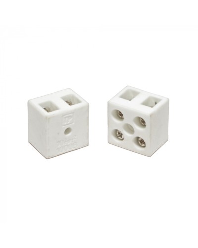 Клемма керамическая латунь 10 мм² 2 пары контактов с крепежным отверстием (5 шт/уп) Промрукав (PR08.7161) в Калининграде Аксессуары для кабель-канала Pintop.ru