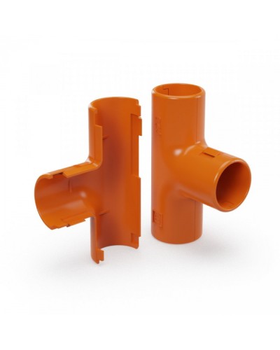 Тройник разборный оранжевый d25 мм (30шт/300шт уп/кор) Промрукав (PR13.1160) в Калининграде Повороты, муфты, тройники Pintop.ru