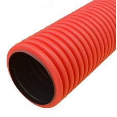 Труба гофрированная двустенная ПНД жесткая тип 450 (SN12) красная д110 5,7м (34,2м/уп) Промрукав (PR15.0120)