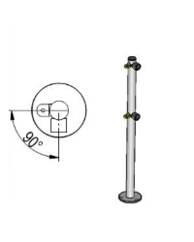 Стойка ограждения L-образная под поворотные створку и секцию 2 полупетли с крепежом, 2 муфты с крепежом справа Oxgard Стойка ограждения с 2-мя полупетлями L-образная права (ВЗР 1996.09.01) в Калининграде Ограждения Pintop.ru