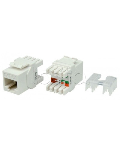 Вставка Keystone Jack RJ-45(8P8C) Hyperline KJ8-8P8C-C6A-180-WH в Калининграде Модули Keystone Pintop.ru