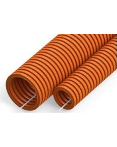 Труба гофрированная ПНД тяжёлая 750 Н безгалогенная (HF) оранжевая с/з д50 (15 м/660 м уп/пал) Промрукав (PR02.0212) в Калининграде Труба гофрированная Pintop.ru