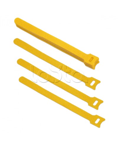 Хомут для кабеля, липучка с мягкой застежкой, 180x14 мм, желтый (10 шт.) Cabeus CLAMP-180-YL в Калининграде Стяжки-хомуты Pintop.ru