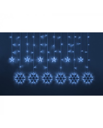 Гирлянда Navigator 95 122 NGF-D032-03 (бахрома звезды и снежинки Blue 2.5*1м IP2 в Калининграде Источники света(Лампы) Pintop.ru